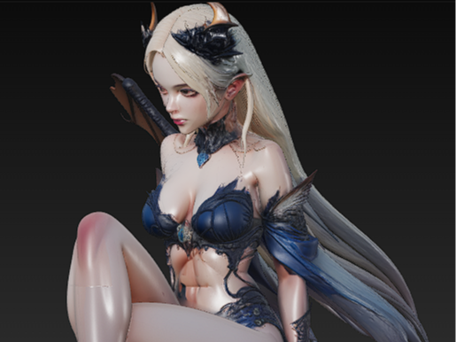 Half Dragon Girl with Injured Wing