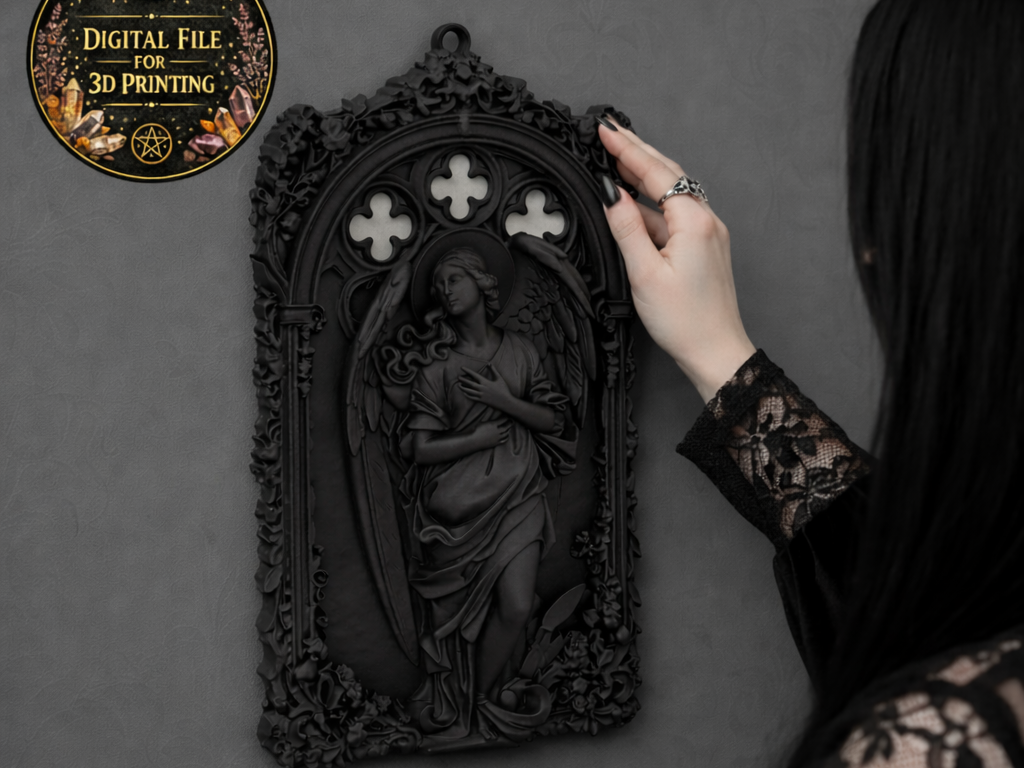 Gothic Angel Sorrow Relief - Cathedral Wall Plaque