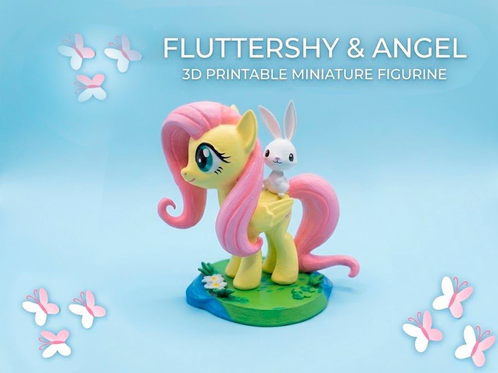 Fluttershy & Angel - 3D Printable Miniature