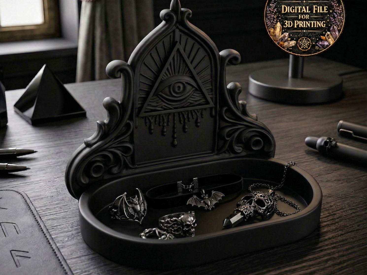 Gothic All Seeing Eye Masonic Jewelry Organizer