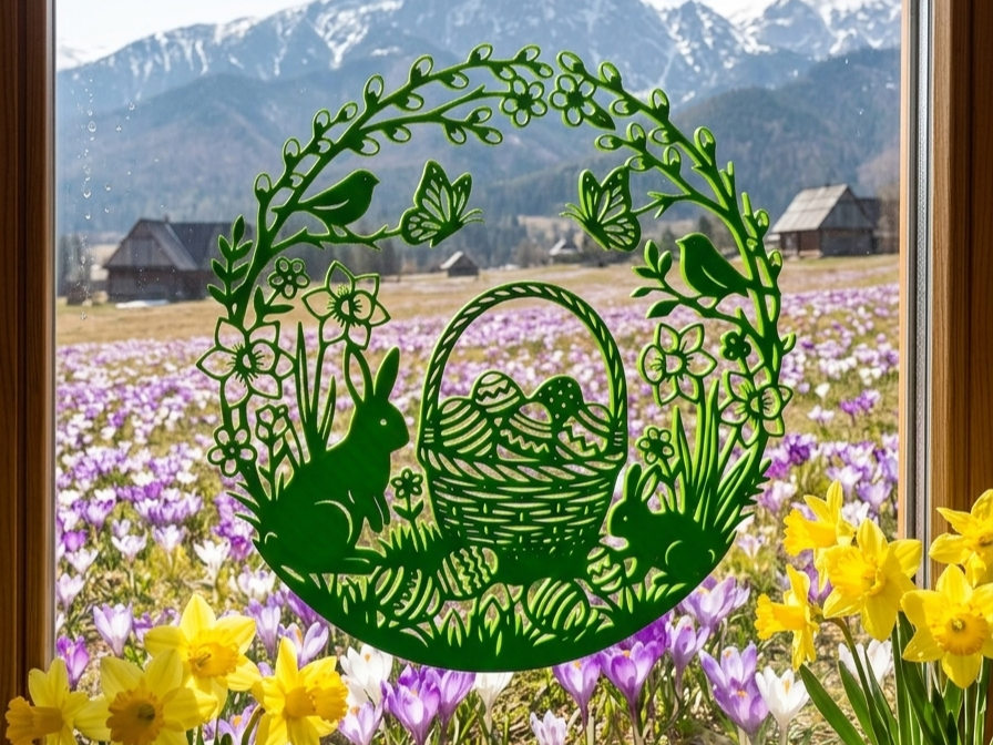 Easter decor wall or window spring decoration svg