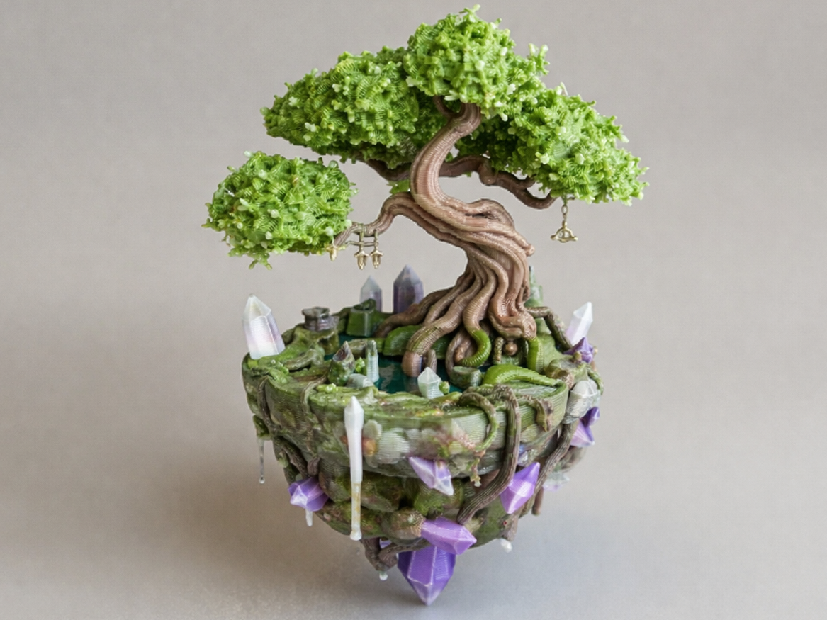 Miniature bonsai su isola fluttuante
