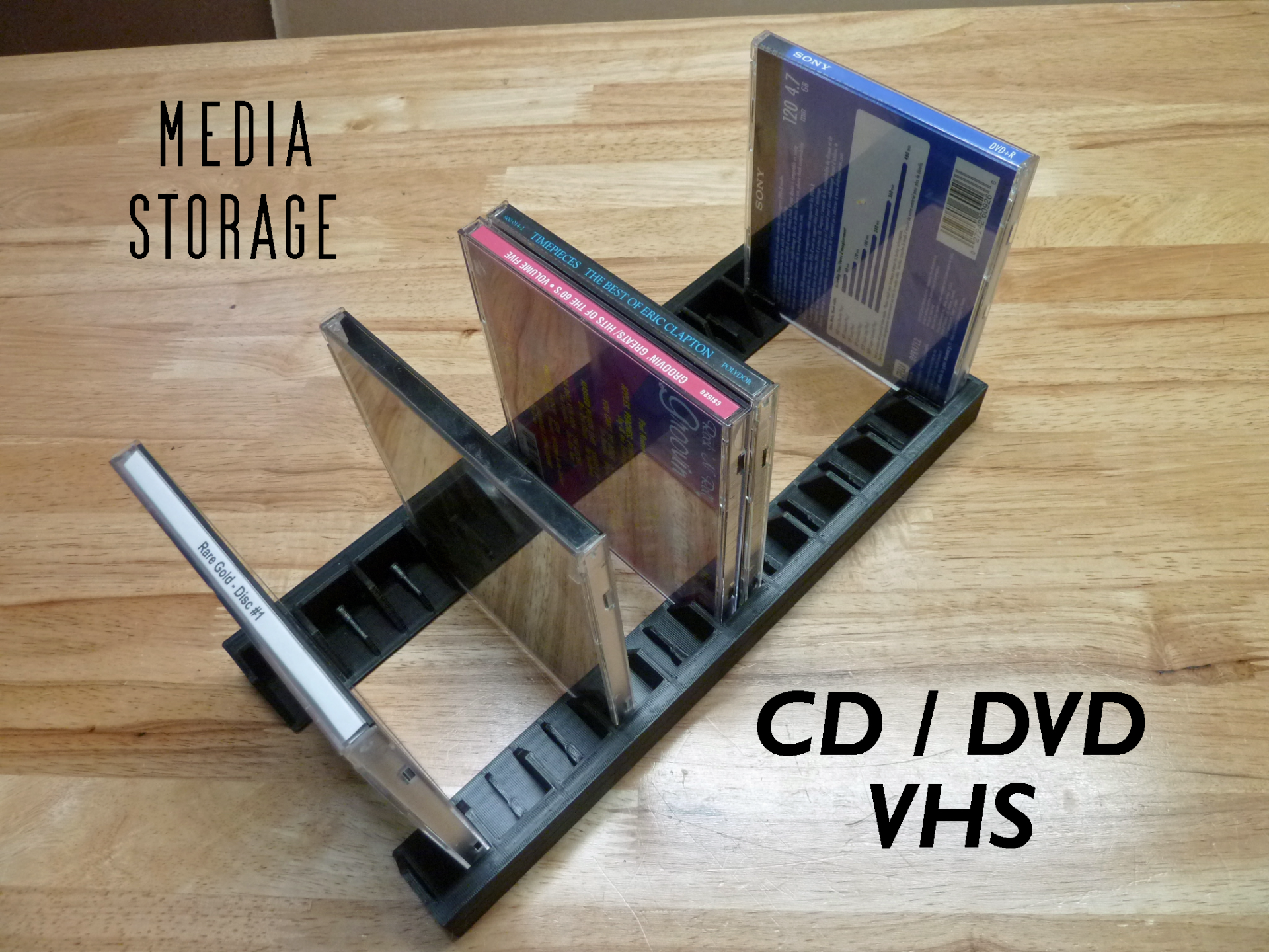 CD/DVD VHS Tape Drawer Organizer Rails