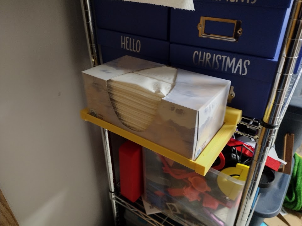 Wire shelf tissue box holder