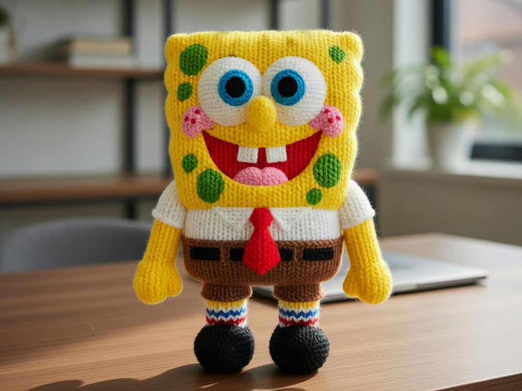 Knitted Sponge Character STL Cute 3D Model
