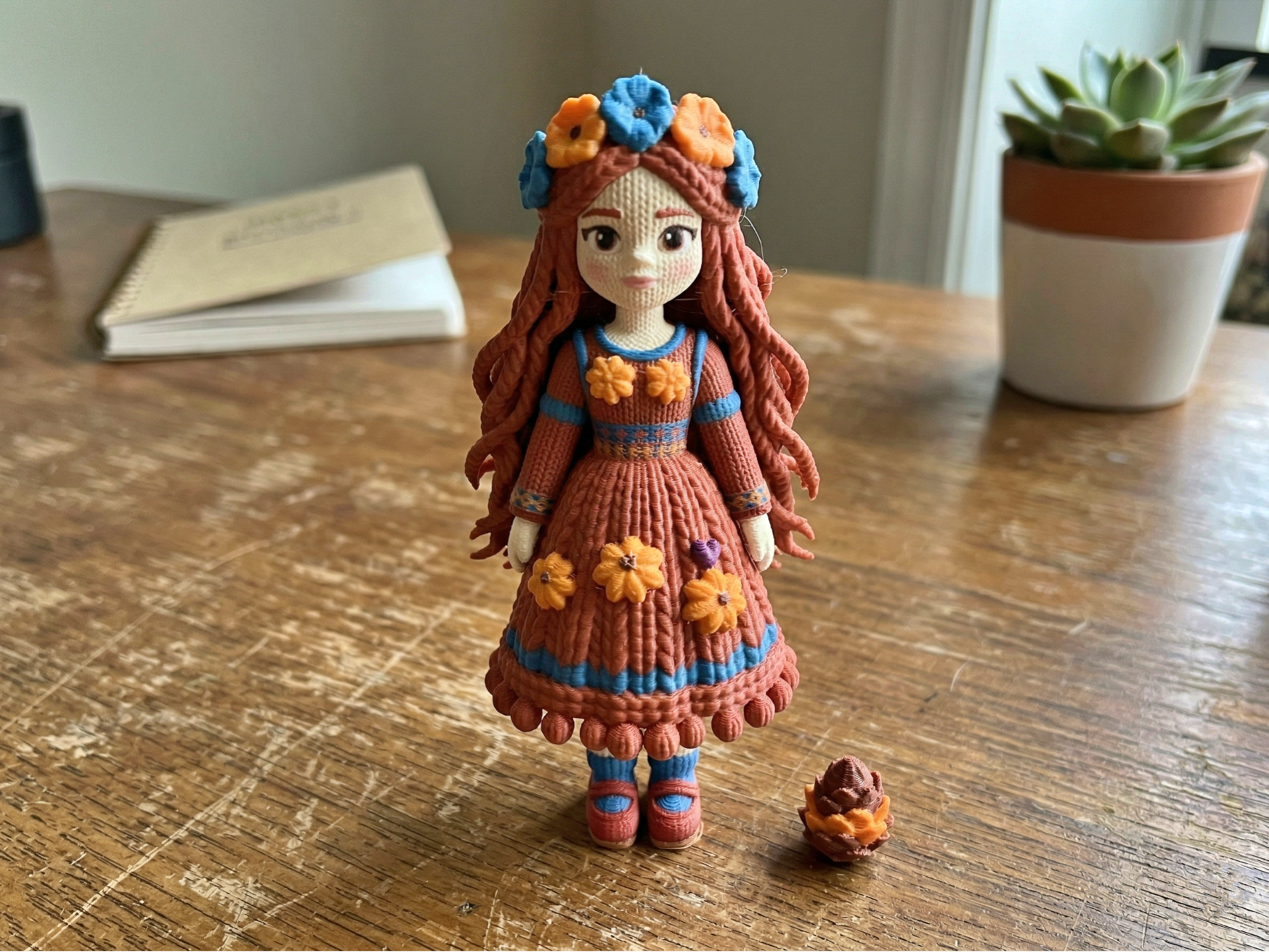 Cute Knitted Baby Doll STL | Floral Dress Toy