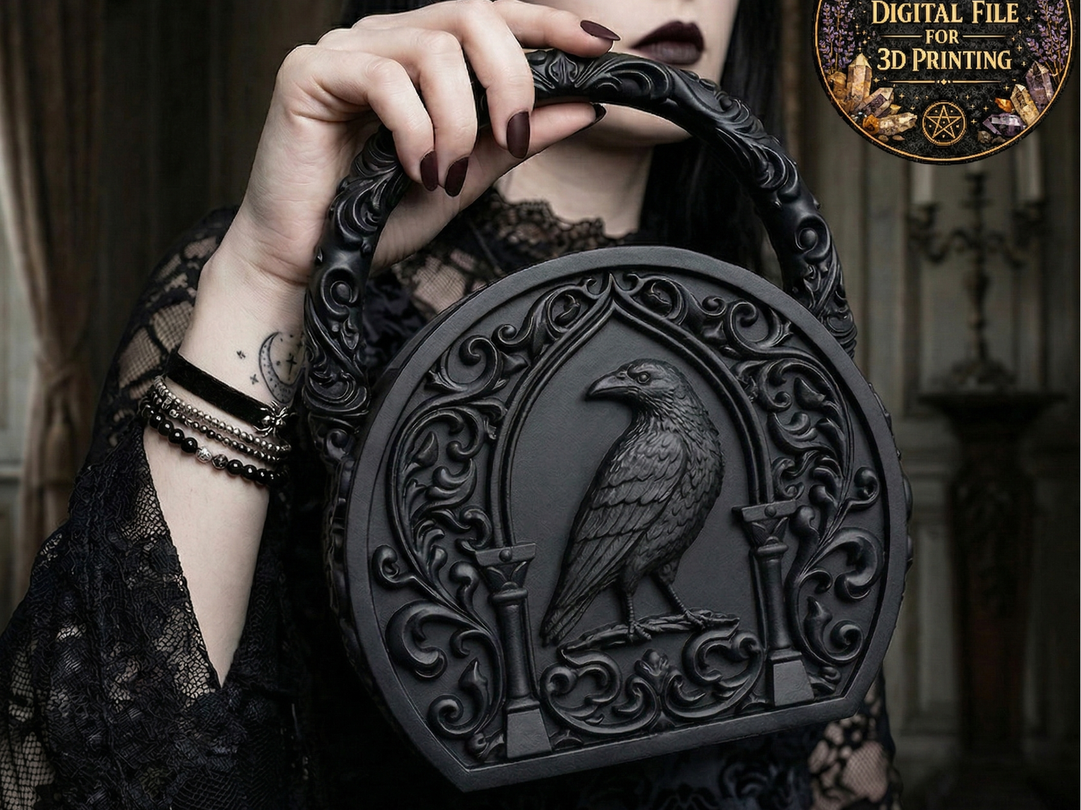 Gothic Raven Handbag Relief