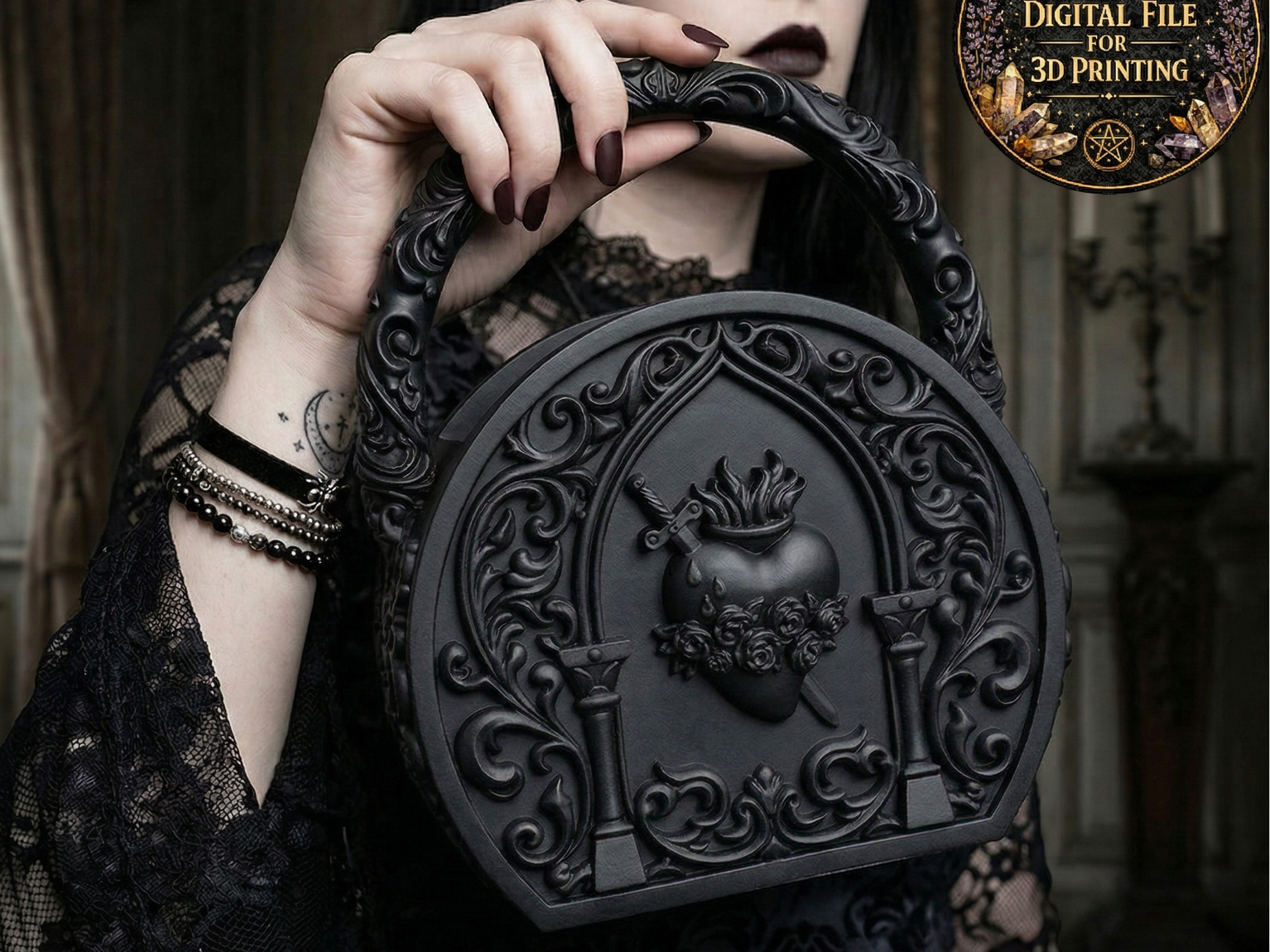 Gothic Sacred Heart Dagger Handbag