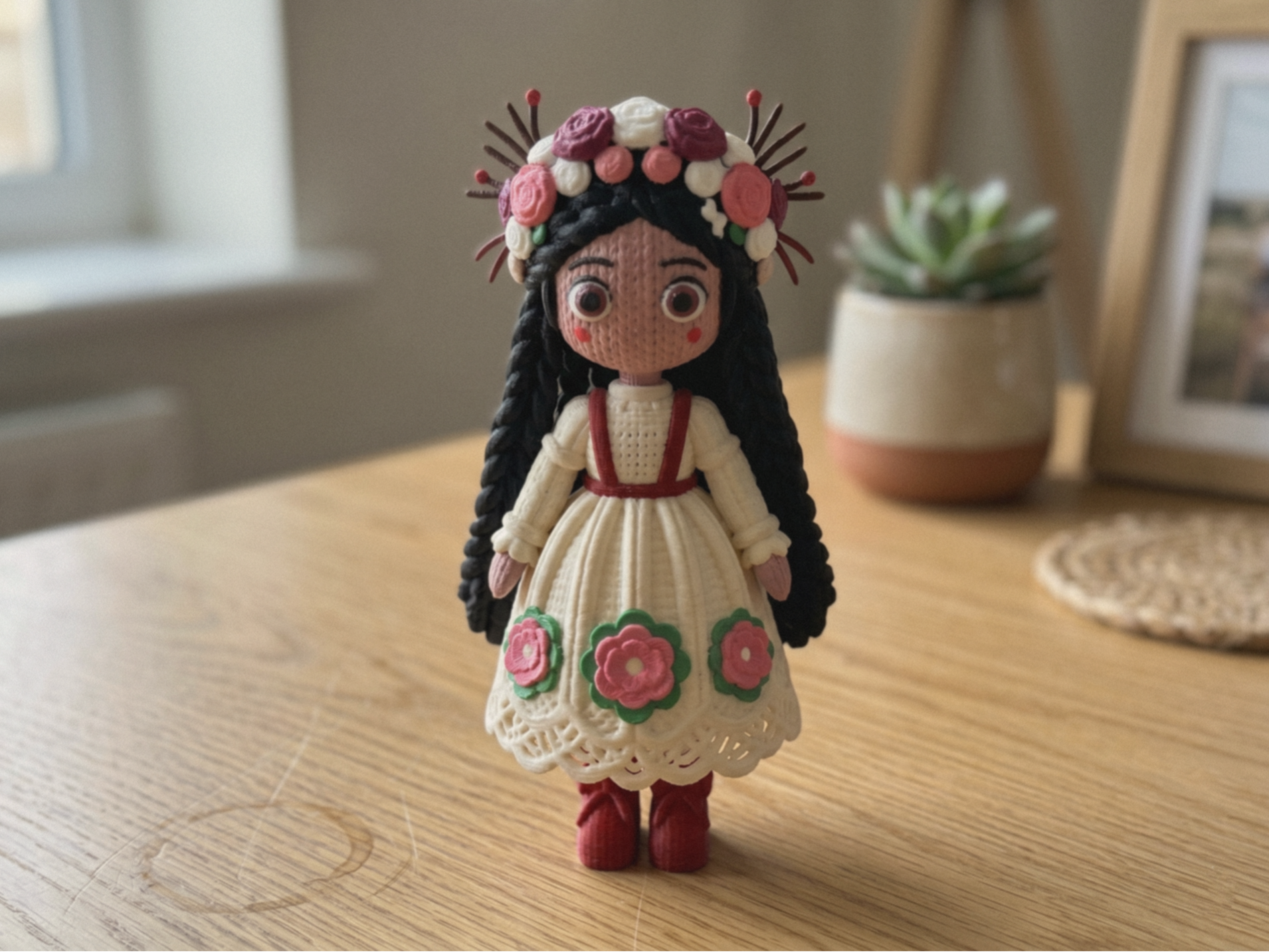 Cute Knitted Flower Doll | Handmade Floral Girl