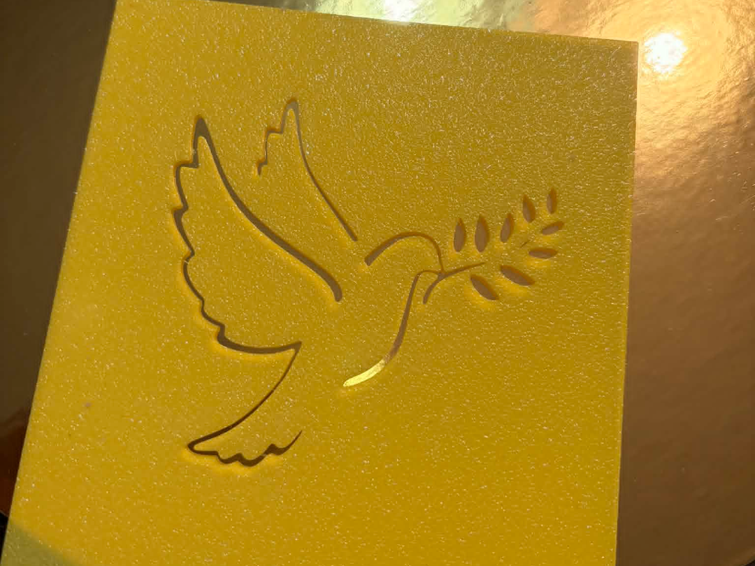 stencil dove with leaves