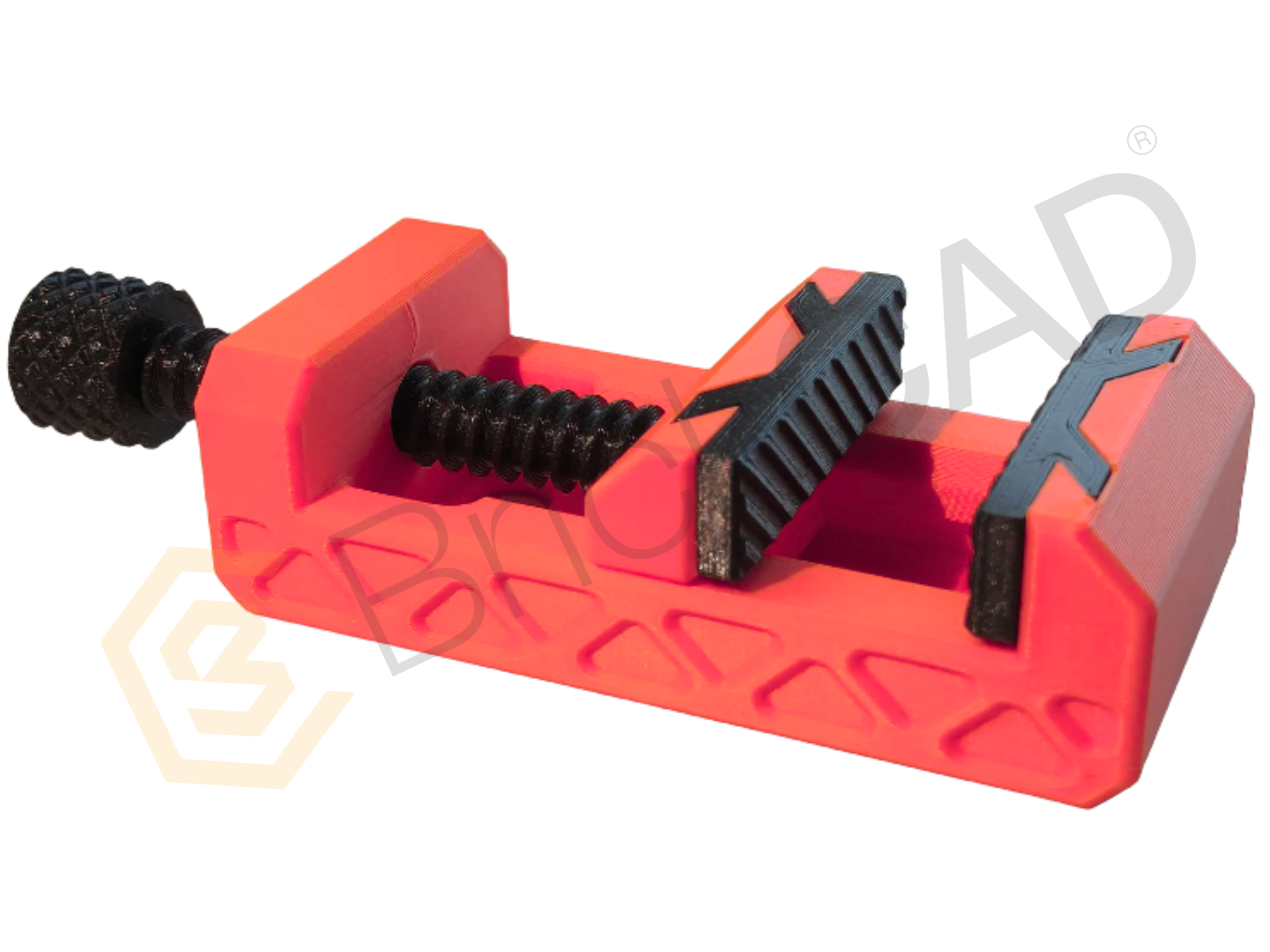 A plastic bench vise