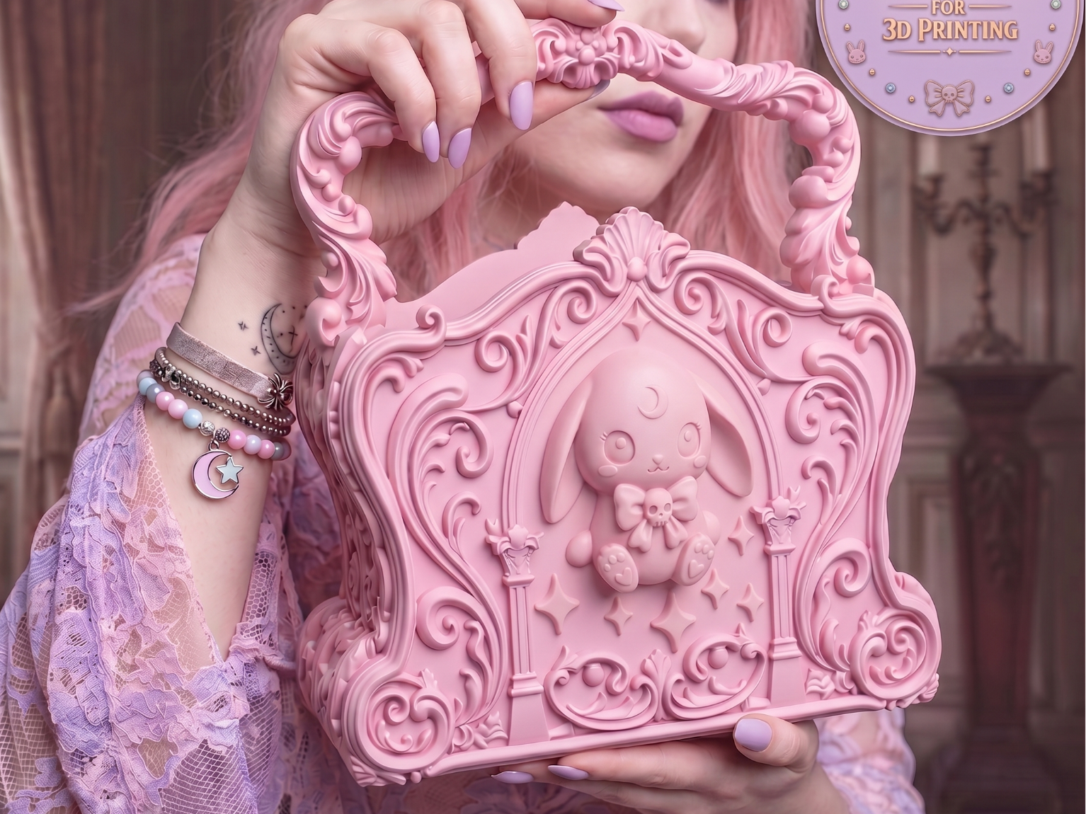 Kawaii Gothic Bunny Purse  Pastel Goth Handbag