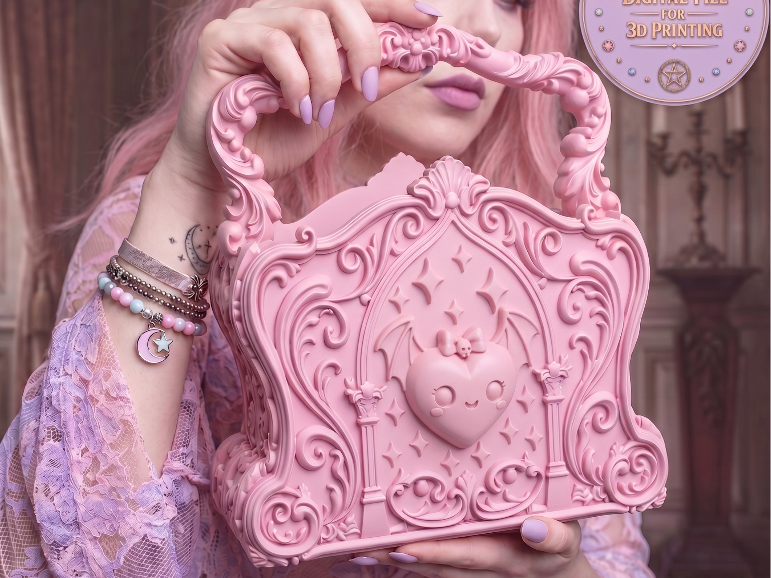 Kawaii Bat Heart Purse Pastel Goth Cute  Handbag