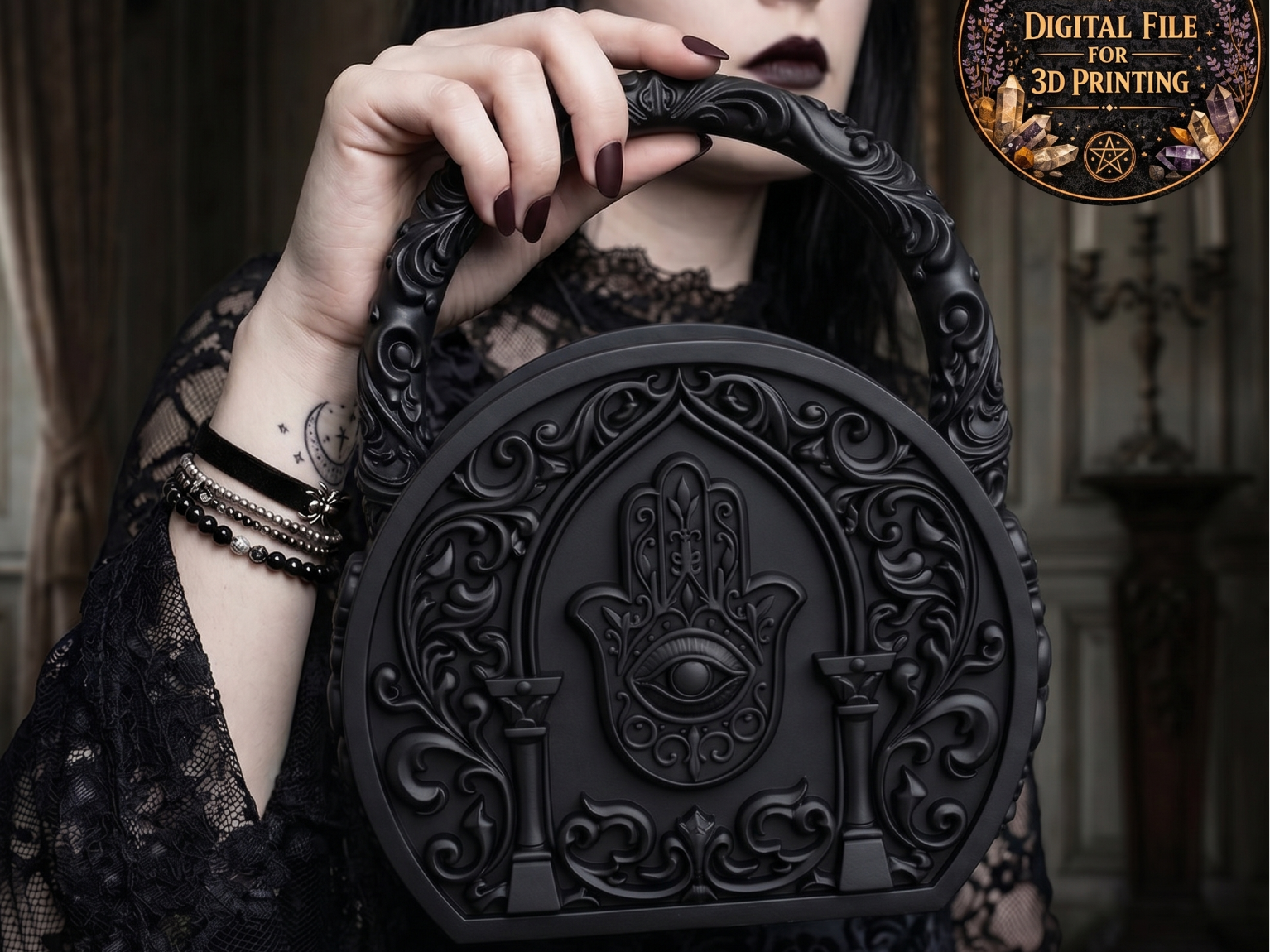 Goth Hamsa Hand Purse Mystical Gothic Handbag