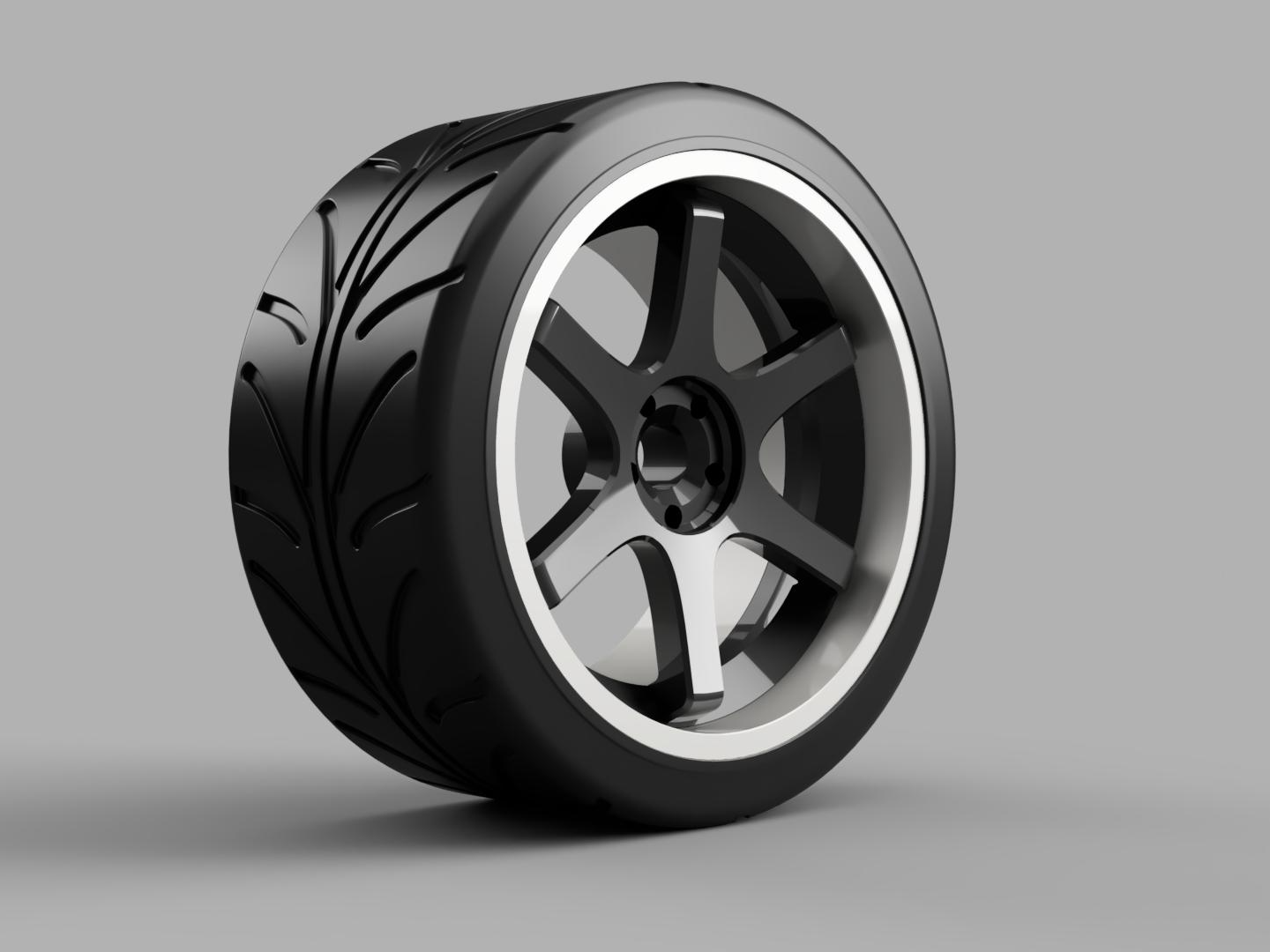 Scalable 6-Spoke Racing Wheel  RC 1/10 to 1:1
