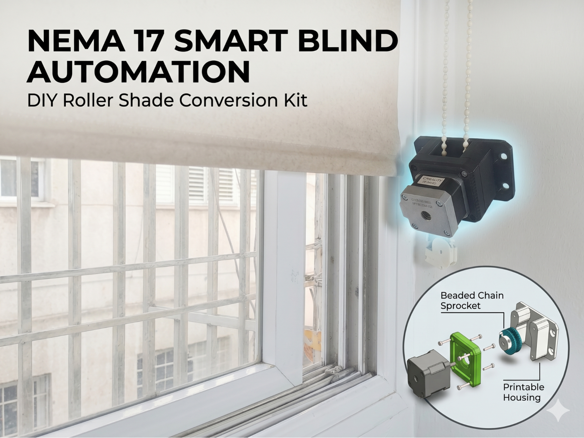 Smart Roller Blind Automation DIY Kit (NEMA 17)