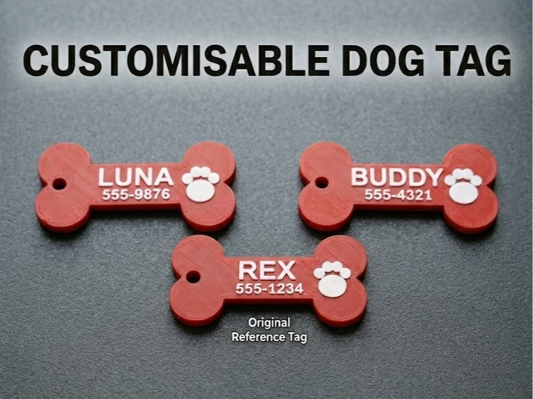 Fully Customisable Dog Bone Pet Tag