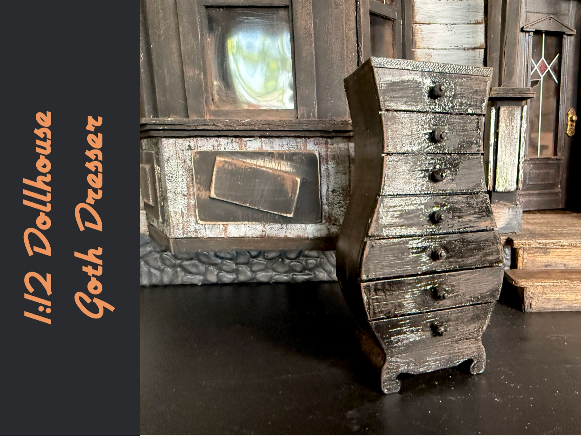 1:12 Dollhouse Goth Funky Tall Dresser