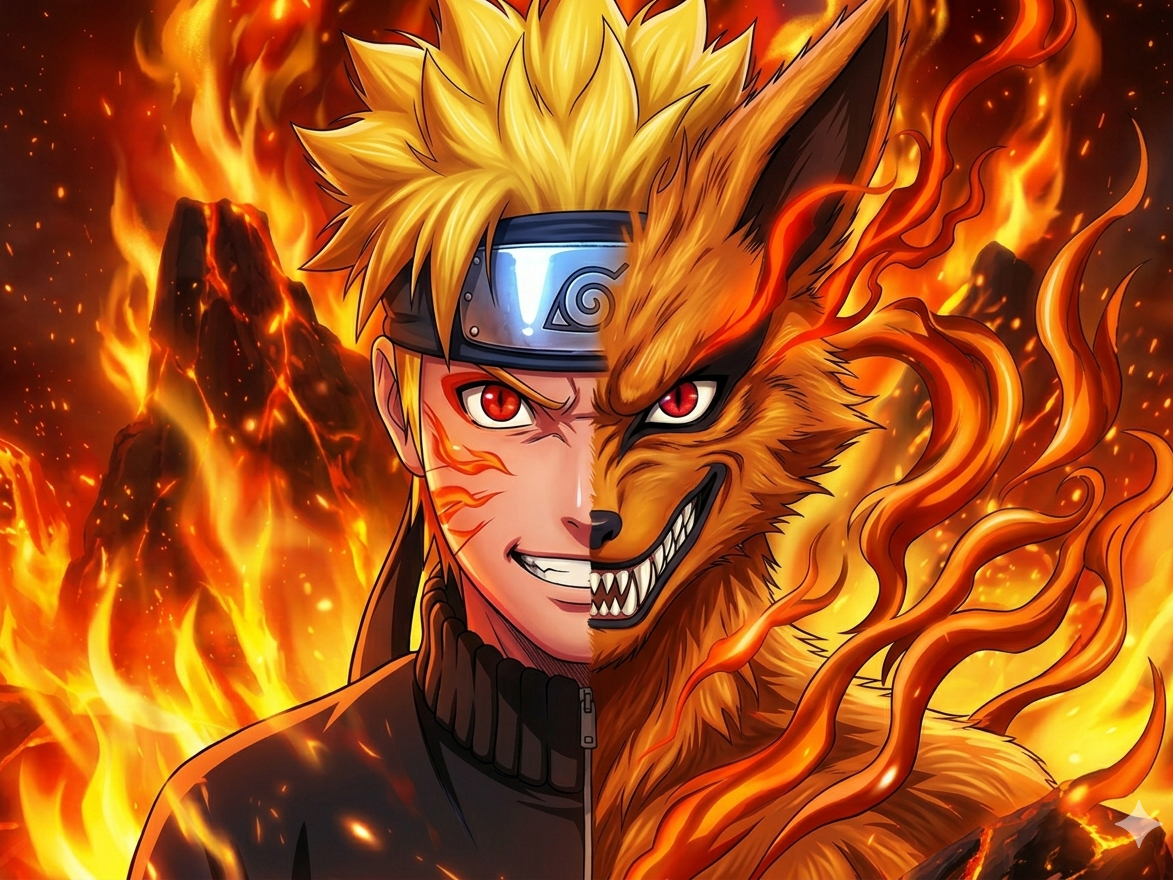 Naruto and Kurama On Fire! - Hueforge