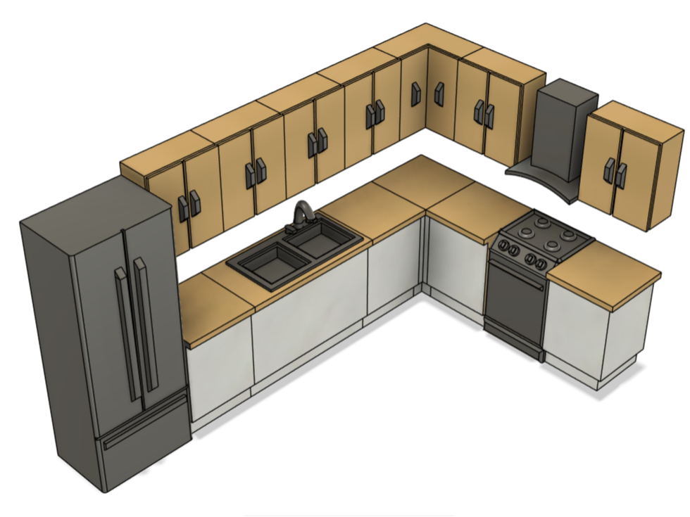 cocina en L escala 1:50