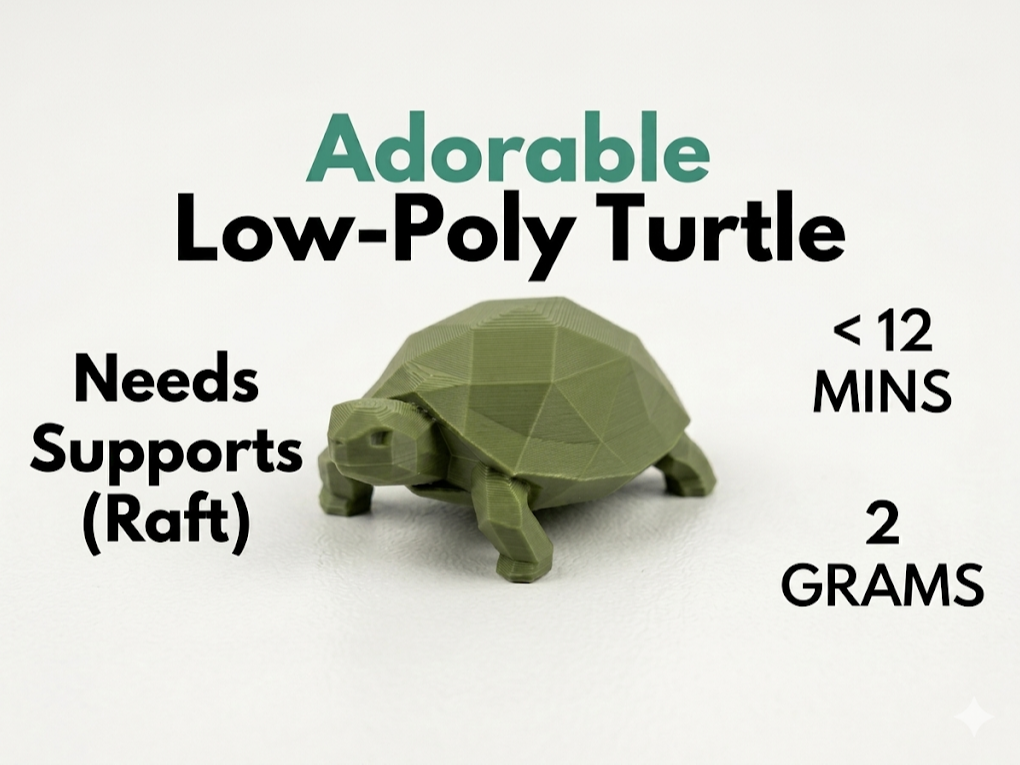 Adorable Low-Poly Turtle (<12 Min Print)