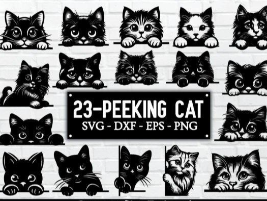 23-PEEKING CAT SVG Bundle Laser Cut File
