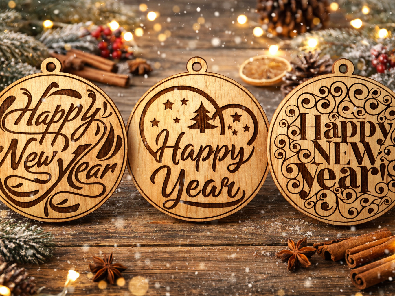 Happy New Year Ornament | Laser SVG File