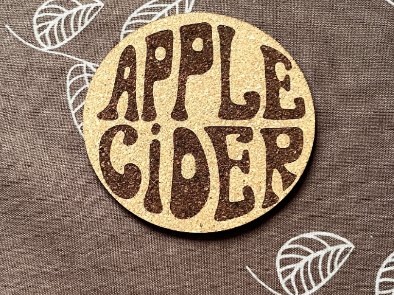 Cork Coaster with Apple cider decoration