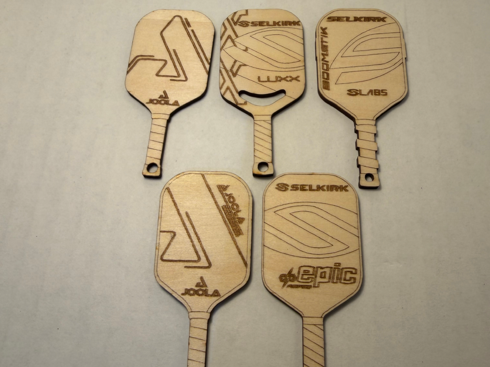 Wood Pickleball Paddle Keychains