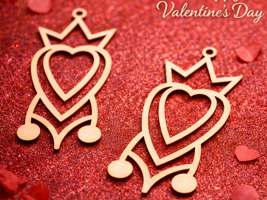 Valentine’s Day Heart Crown Earrings SVG