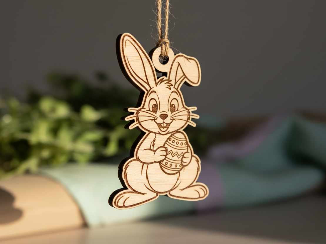 Easter Bunny Ornament with Egg – SVG/PNG
