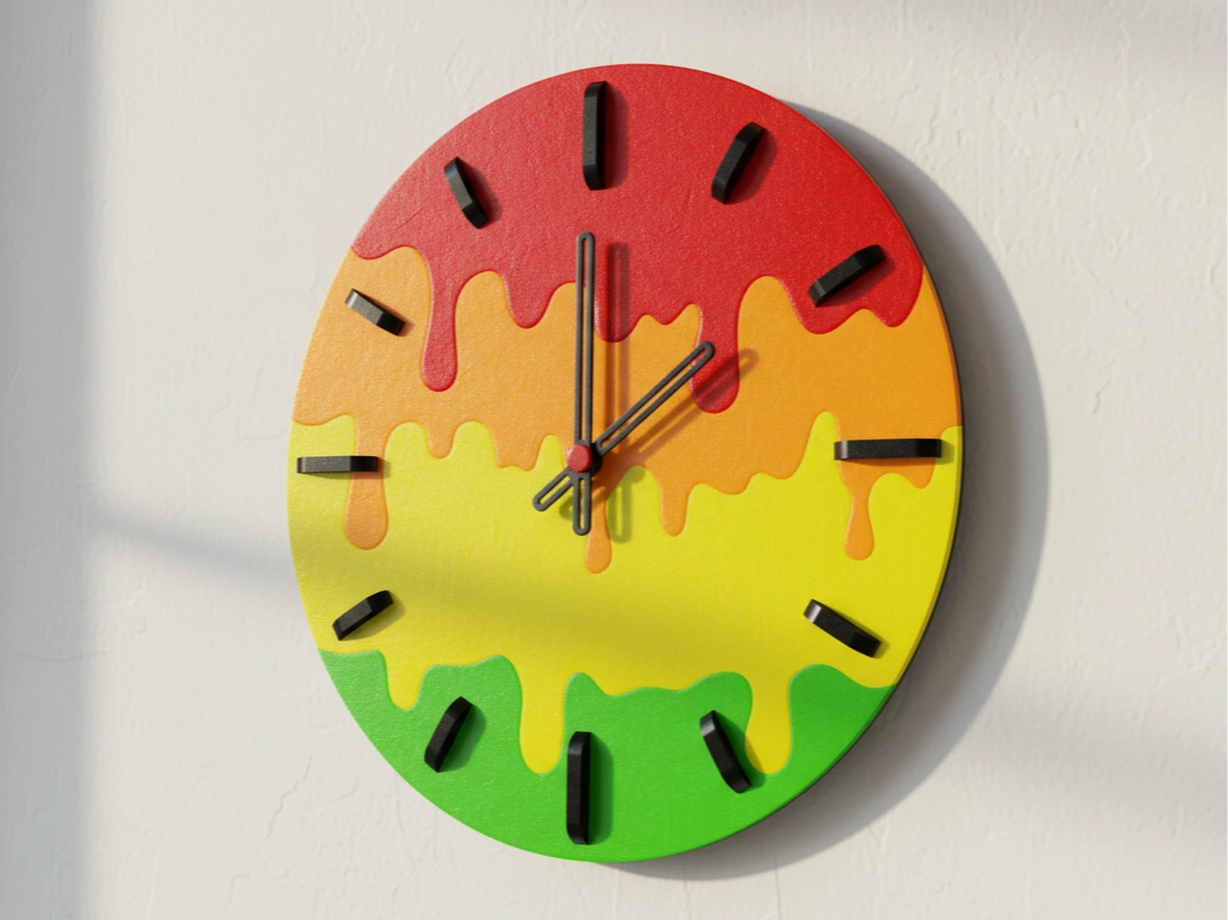 Paint Spill Rainbow Abstract Wall Clock – SVG/PNG