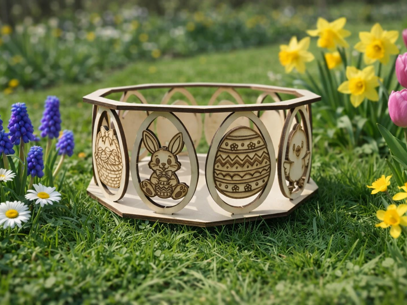 Easter Egg Basket Laser Cut Spring Centerpiece