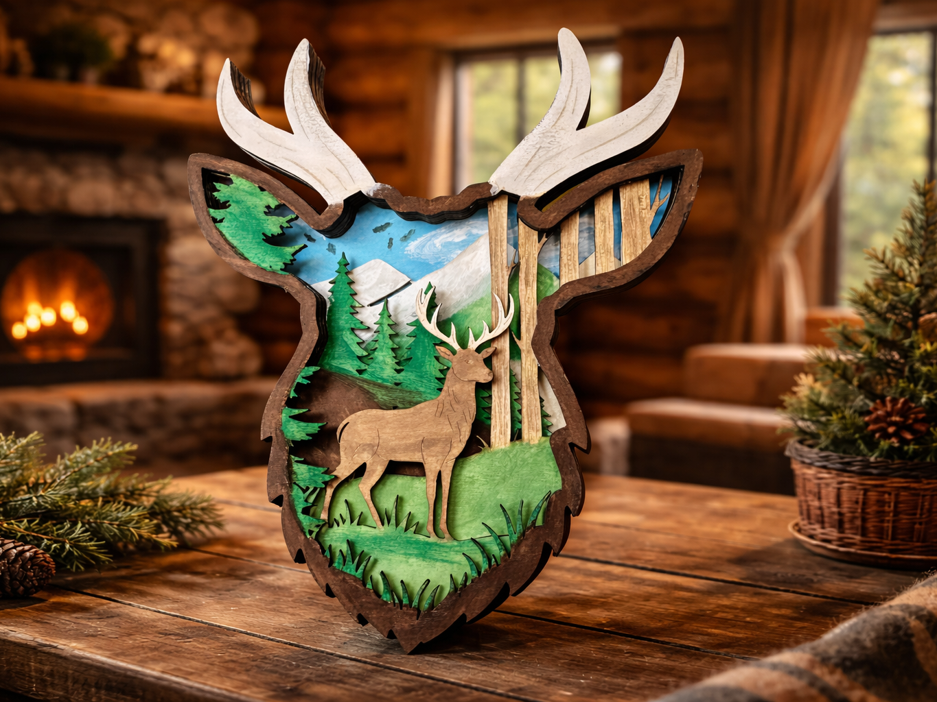 Legendary Deer Mountain Layered SVG