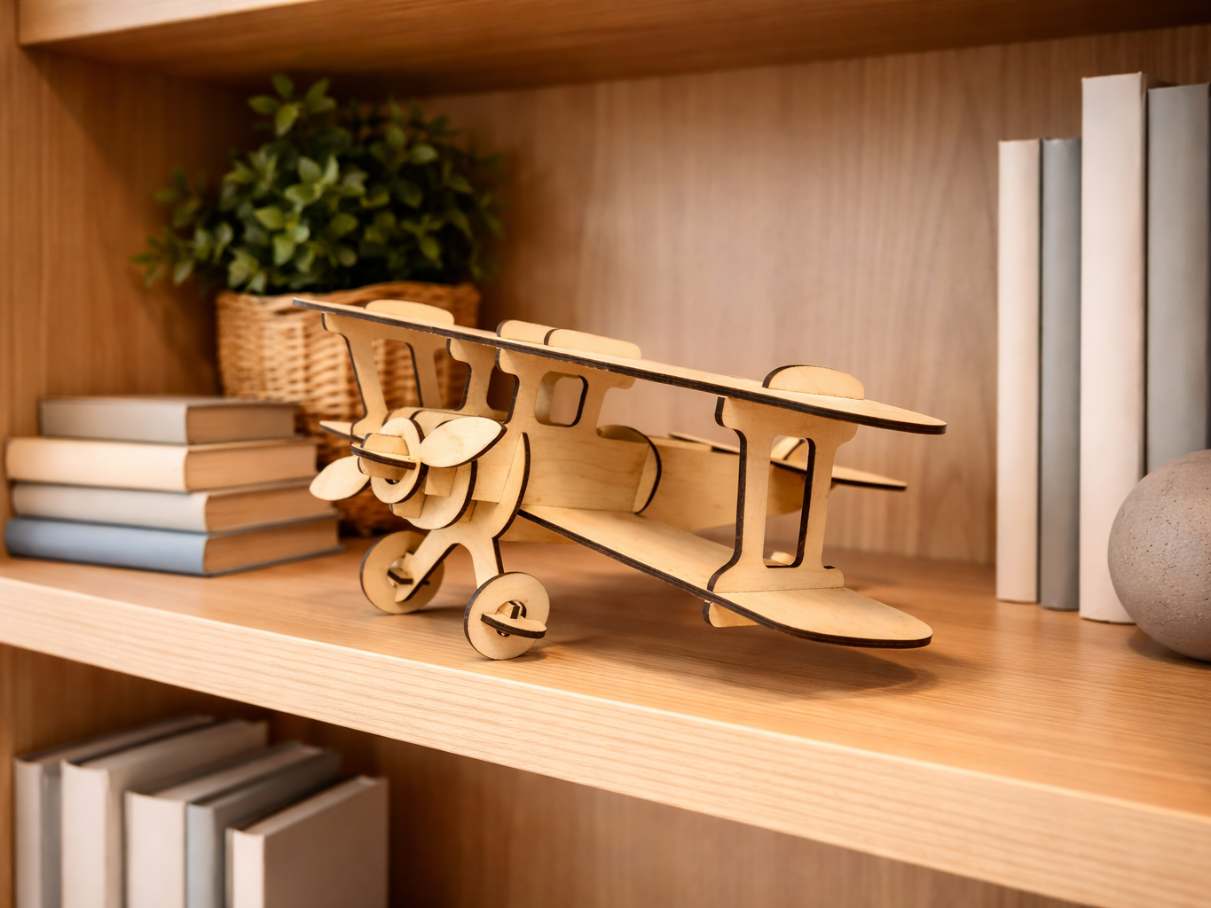 Laser Cut Wooden Biplane Model – Epic Airplane Kit