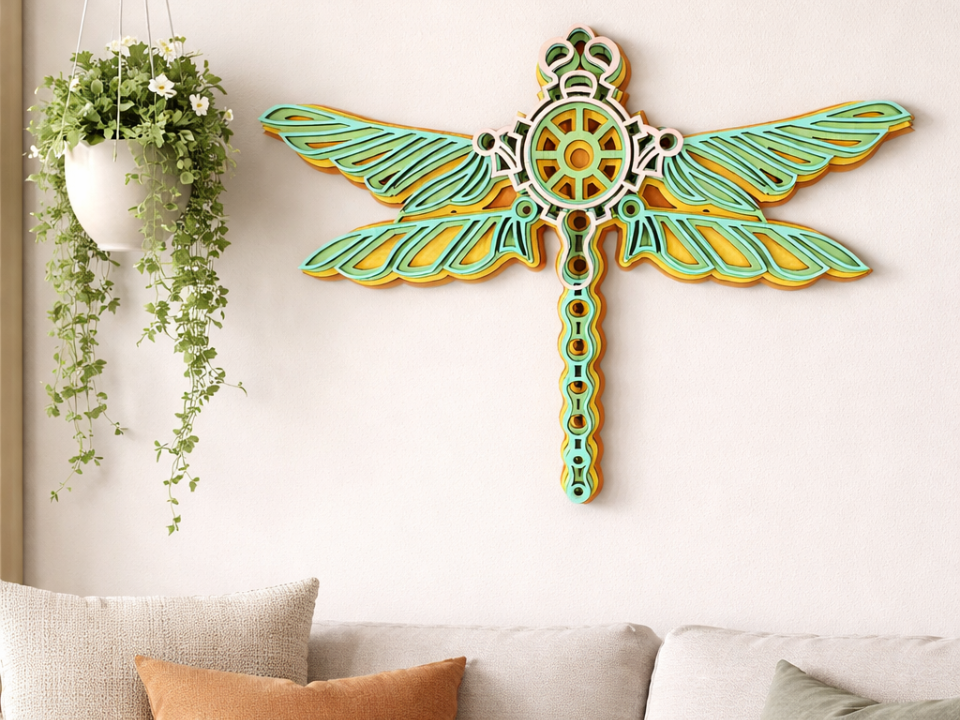 Dragonfly 4 Layer SVG Wall Art