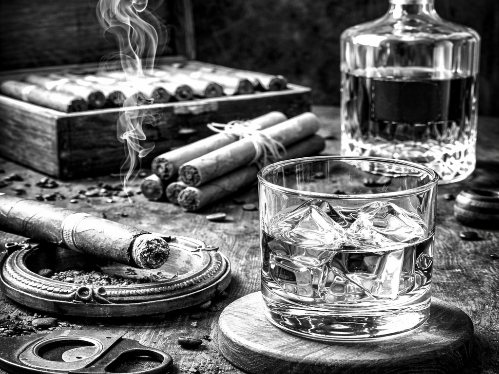 Cigars and Whisky Wooden Coaster