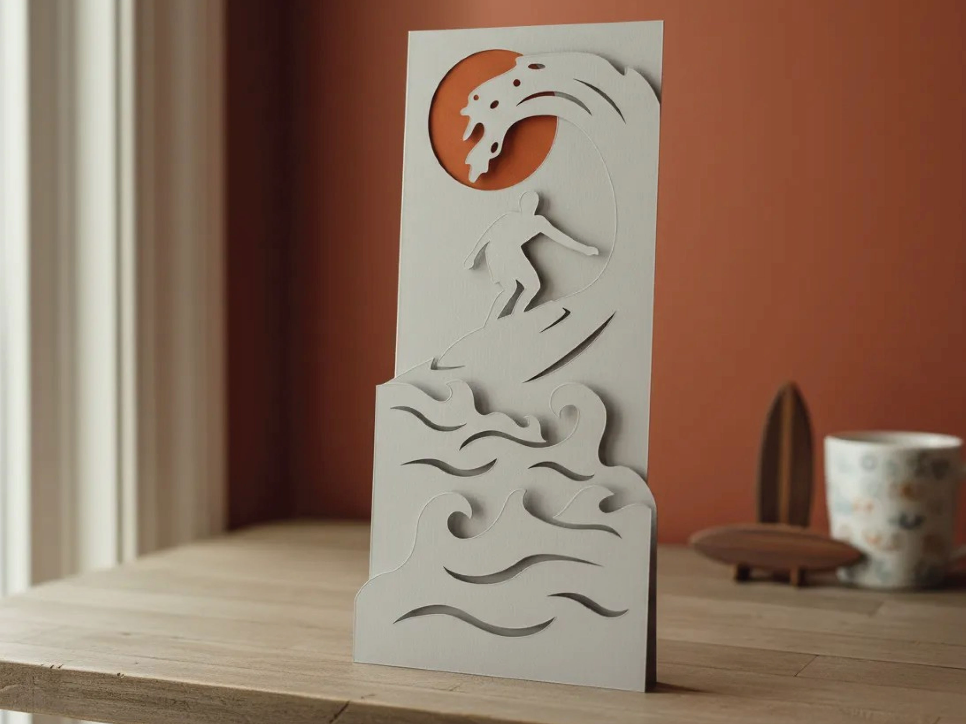 Surfing Folding Papercut