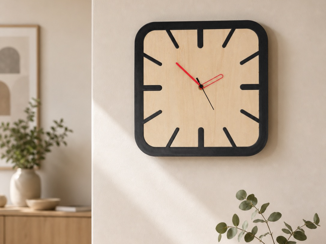 Elegant Dual-Material Wall Clock | LASER VERSION