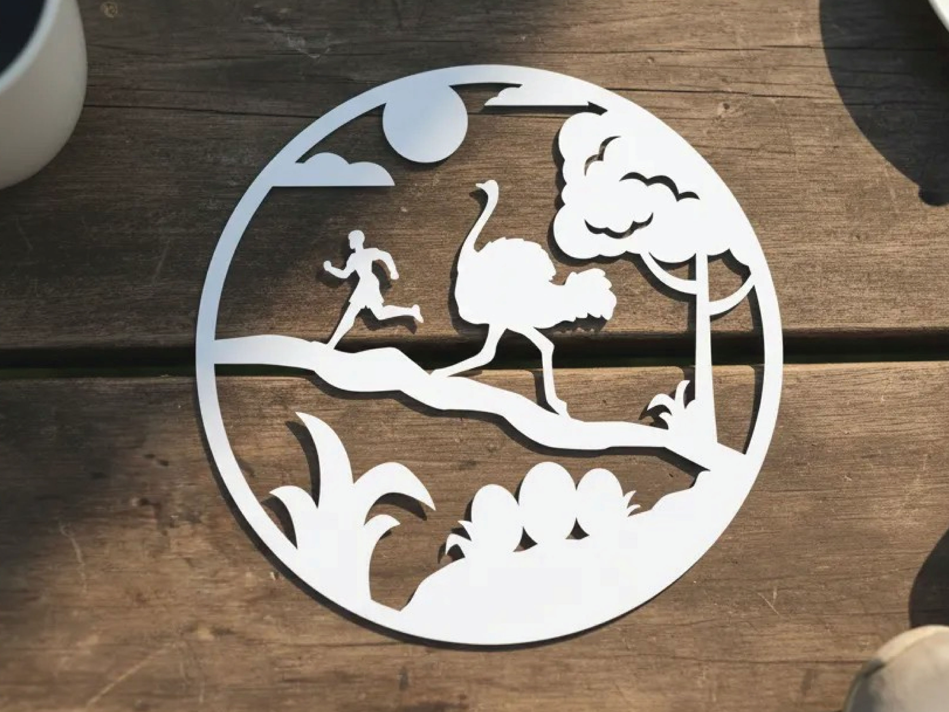 Ostrich Papercut Round