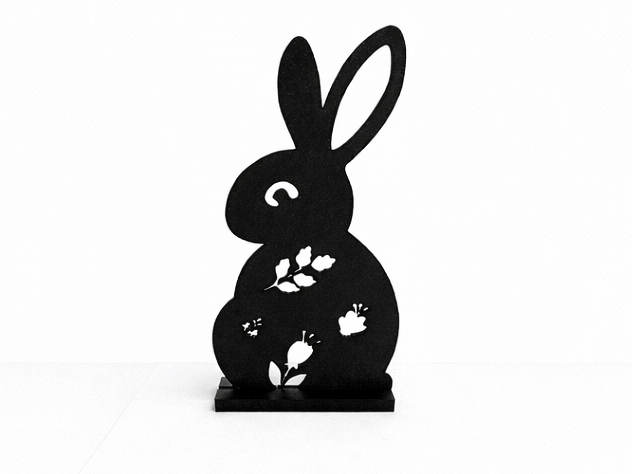 Easter Bunny Silhouette with Floral/Spring Cutouts