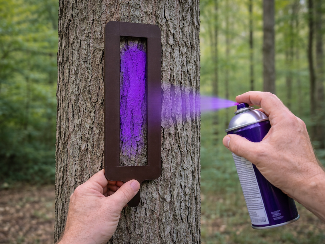 Purple Paint No Trespassing Stencil