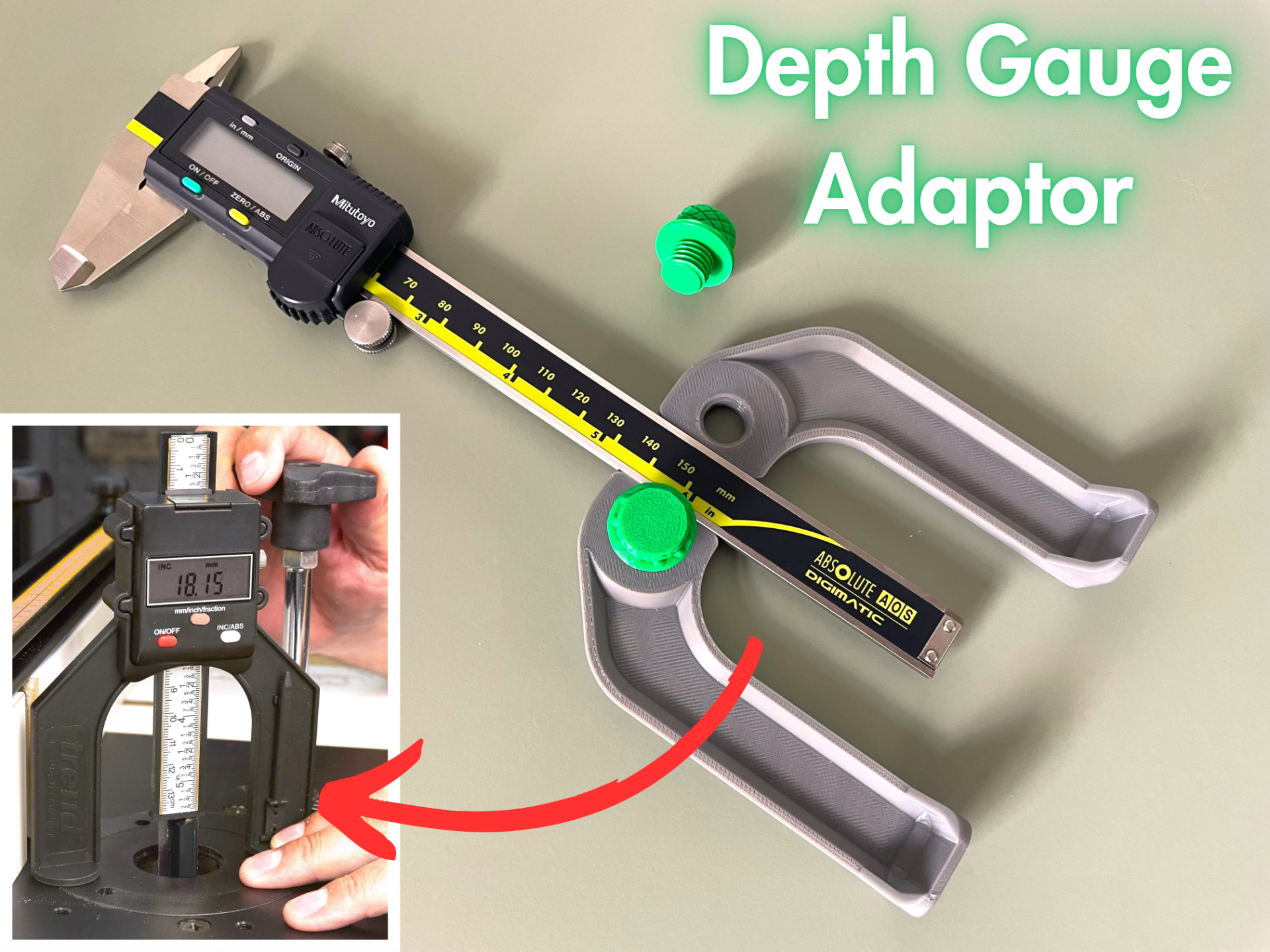 Digital Caliper Depth Gauge Adaptor