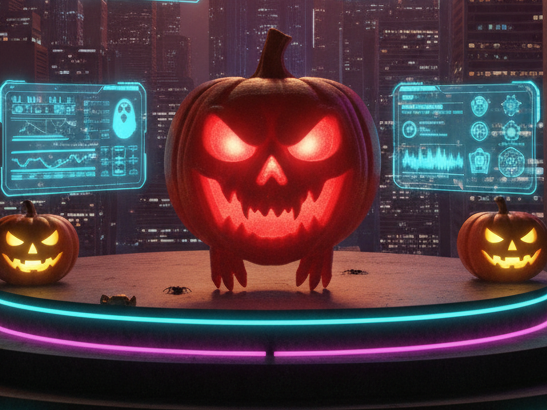 1/2 Citrouille demon Halloween avec accroche mural