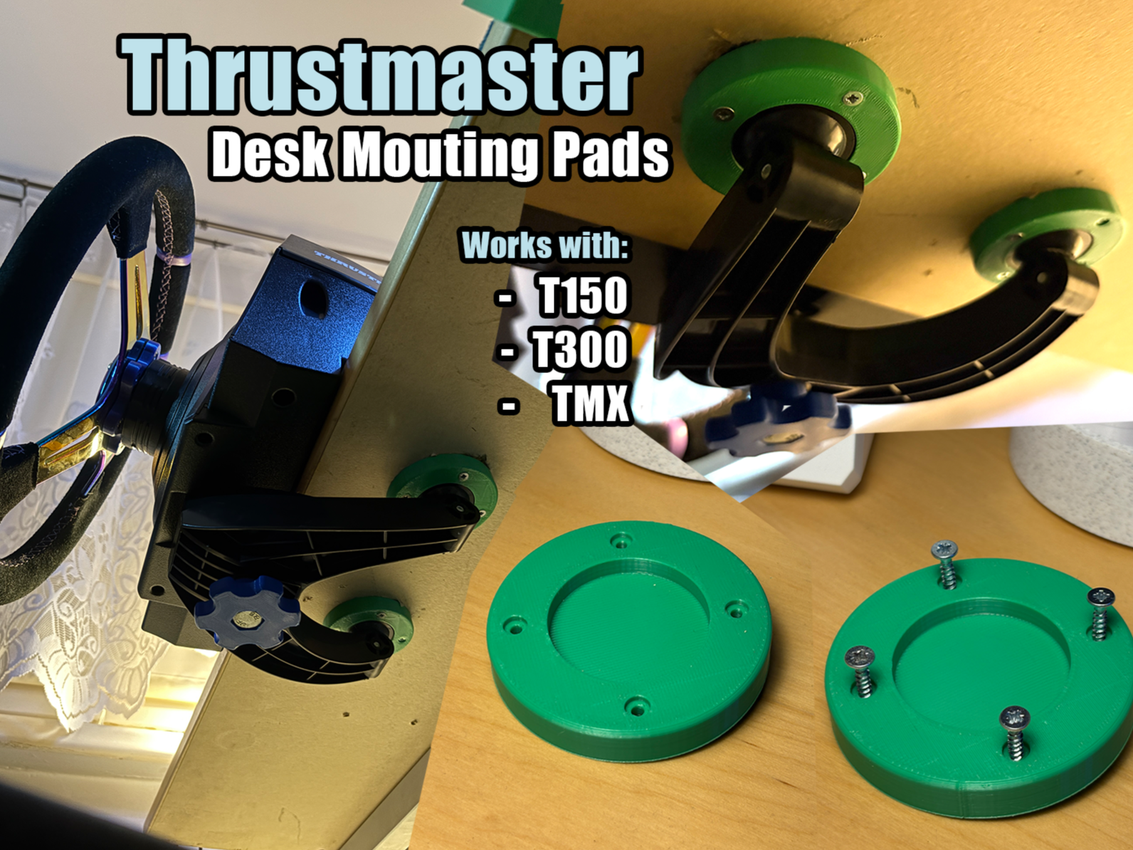 Thrustmaster T150 / T300 / TMX Desk Mouting Pads