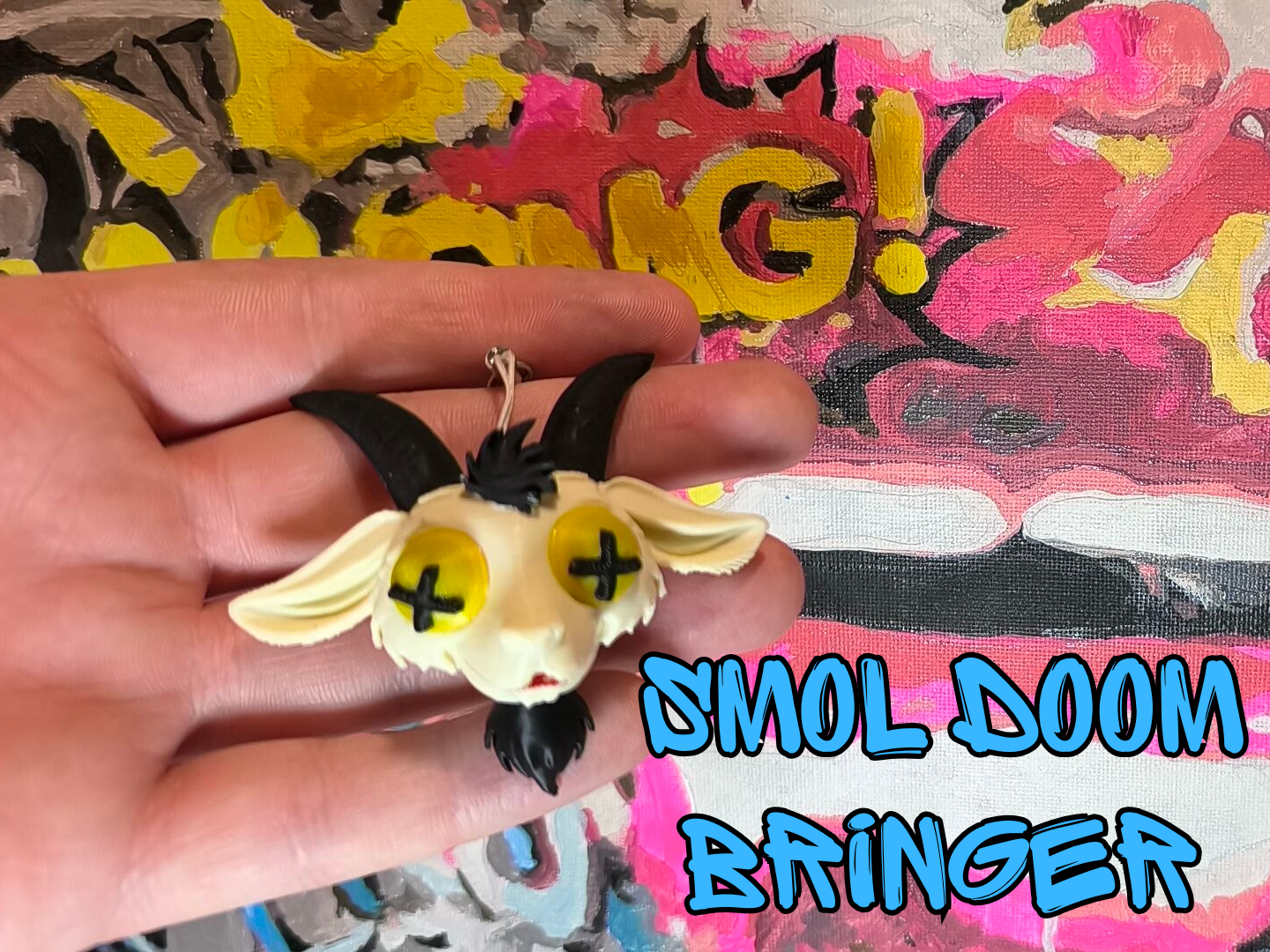 Cute Doomy Goat Head Keychain