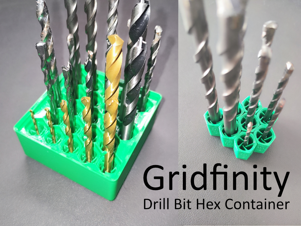 Gridfinity Drill Bit Hex Container