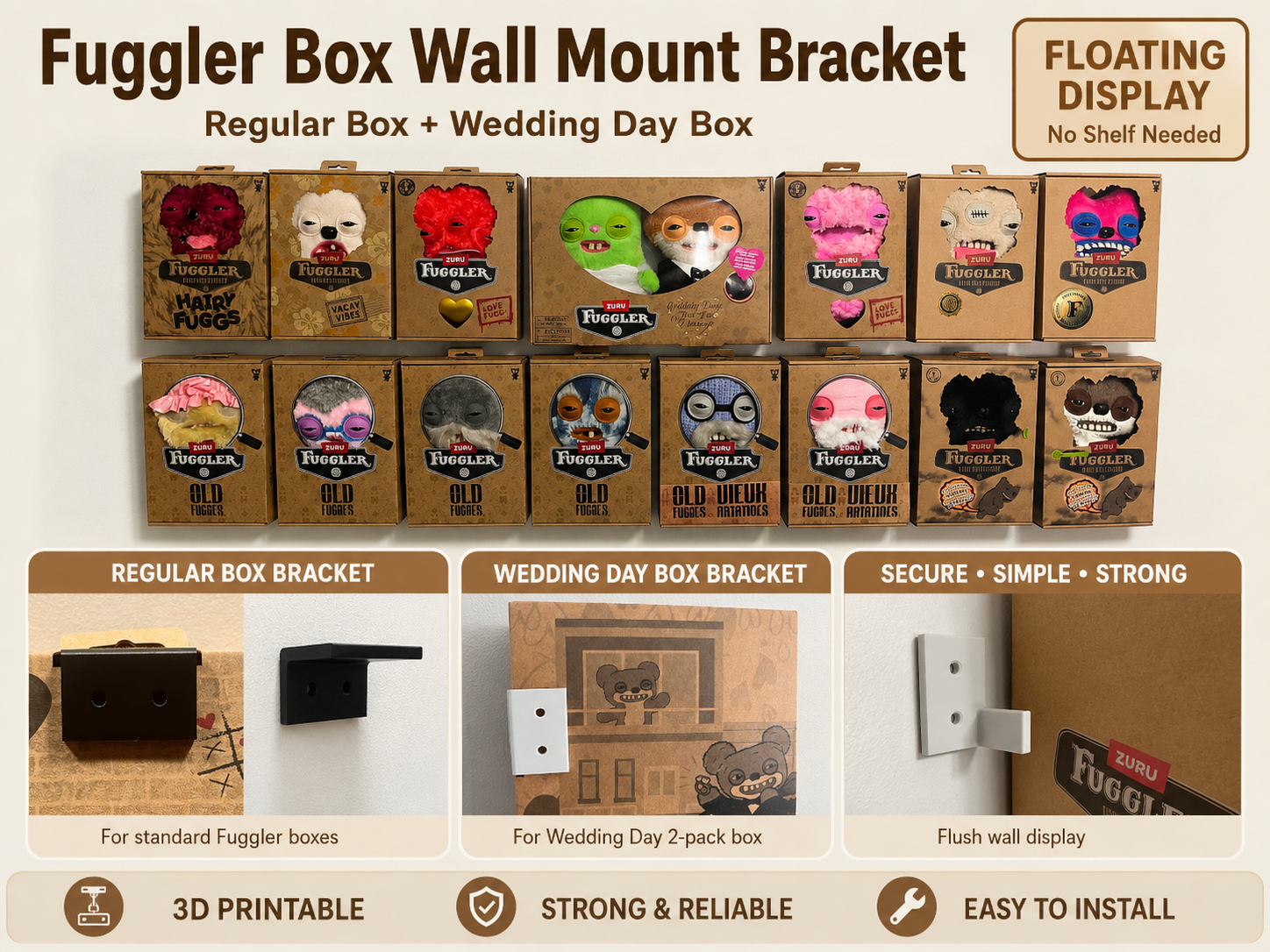 Fuggler Box Wall Mount — Floating Display Bracket