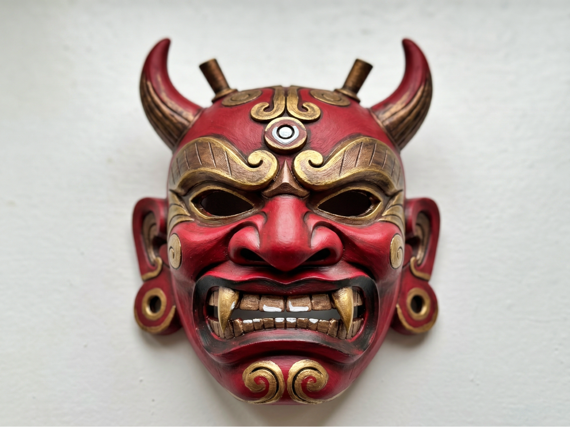 Demonic Oni Mask STL | Japanese Devil Wall Mask