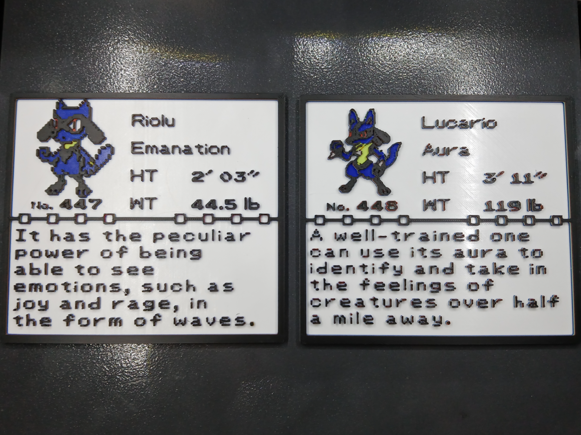 Riolu and Lucario Pokedex Cards